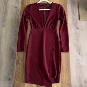 Make it Hot Burgundy Long Sleeve Bodycon Dress